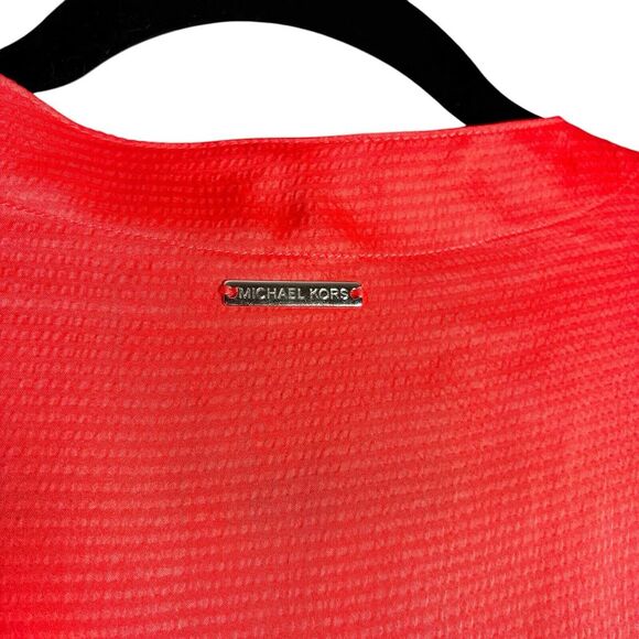 MICHAEL Michael Kors Solid Satin Tie Sleeve Split V-Neck Woven Blouse Size XL - Picture 9 of 13